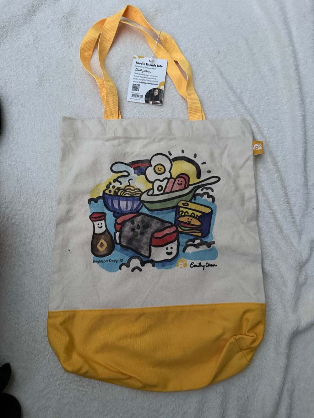 Brightspot Design Emily Chan Musubi Foodie Friends Canvas Tote New w/ Tags